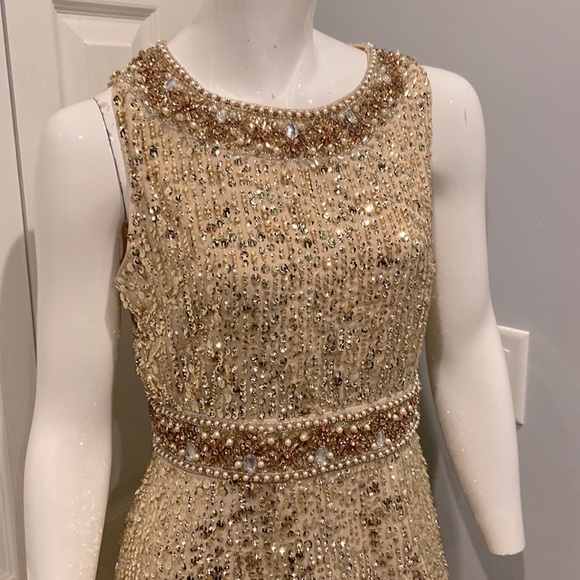 NWOT Mac Duggal gold cocktail midi dress - Picture 4 of 16